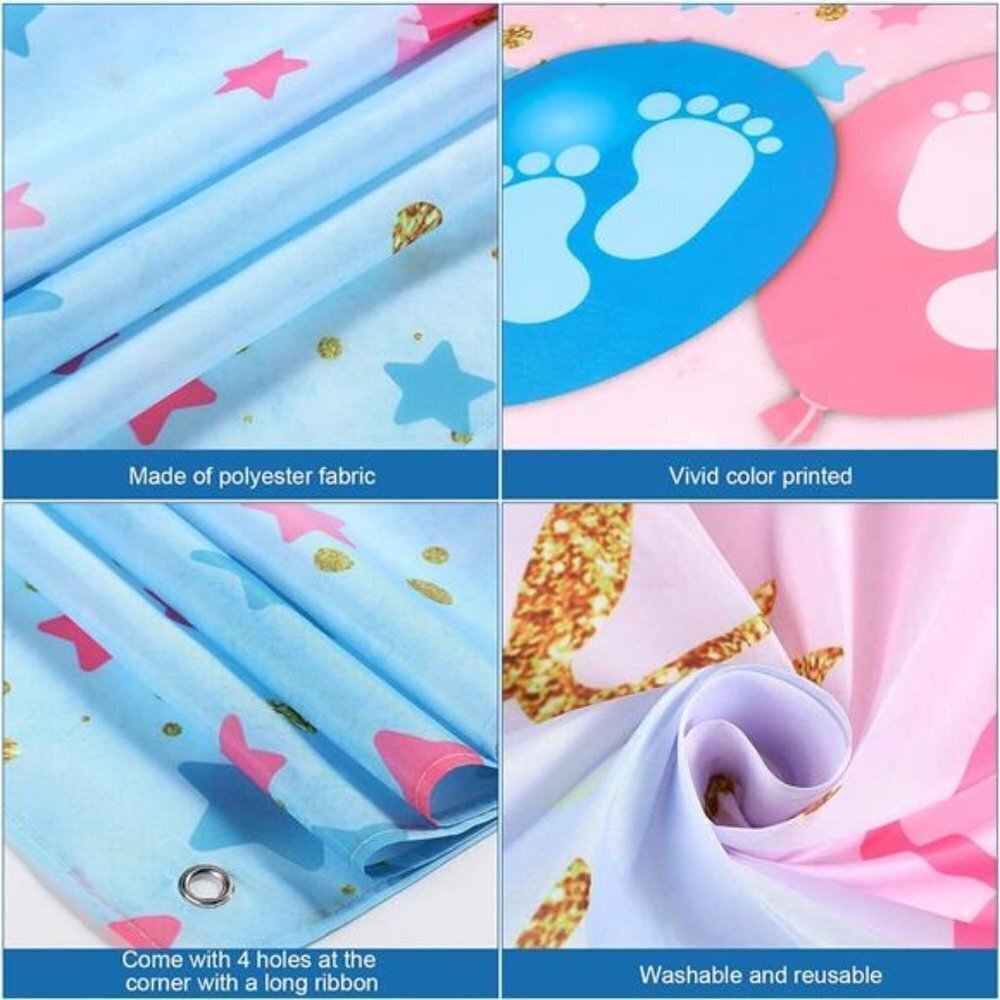 Gender Reveal Background Boy or Girl Backdrop Blue Pink Gender Reveal Party NEW - Picture 6 of 6